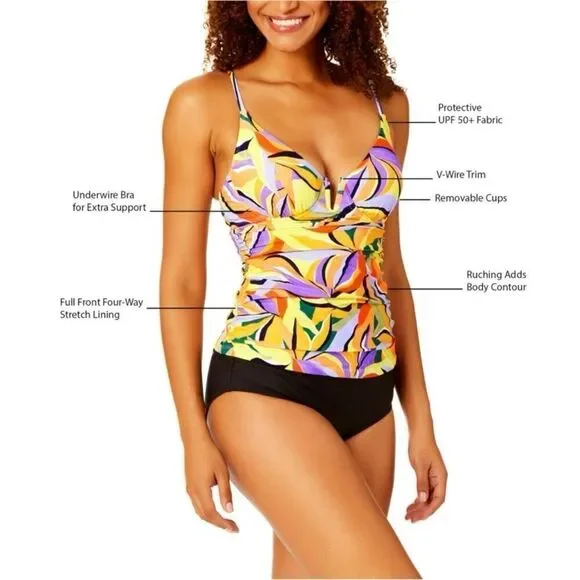 Anne Cole Women’s Tankini Swim Top Size Medium - Picture 3 of 12